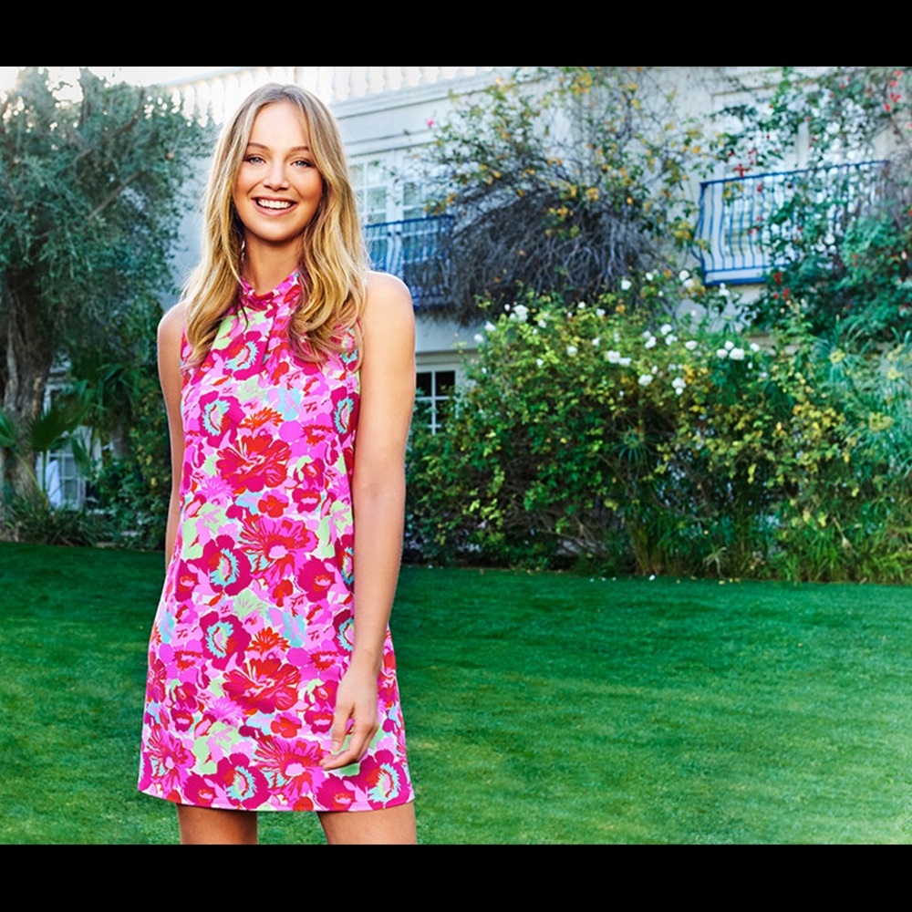 Jude Connally Rachel Fit and Flare Pink Floral Dress - Size Small